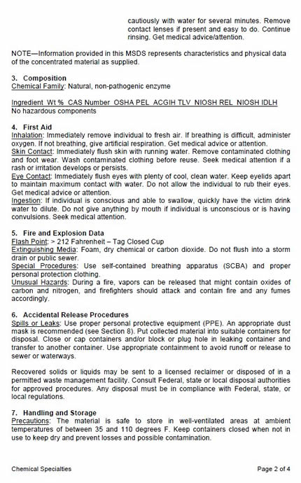 MSDS, Eco-Flo