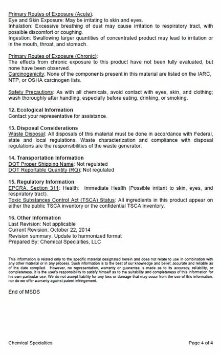 MSDS, Eco-Flo