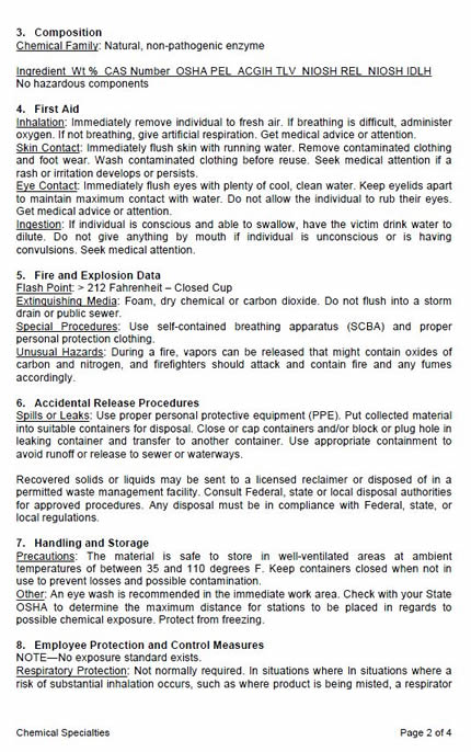 MSDS, Eco-Flo