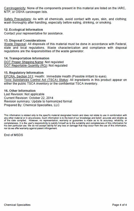 MSDS, Eco-Flo